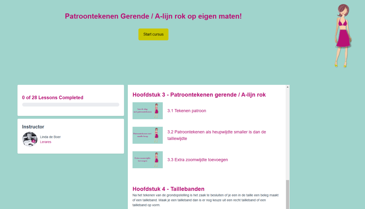 Online patroontekenen A-lijn rok